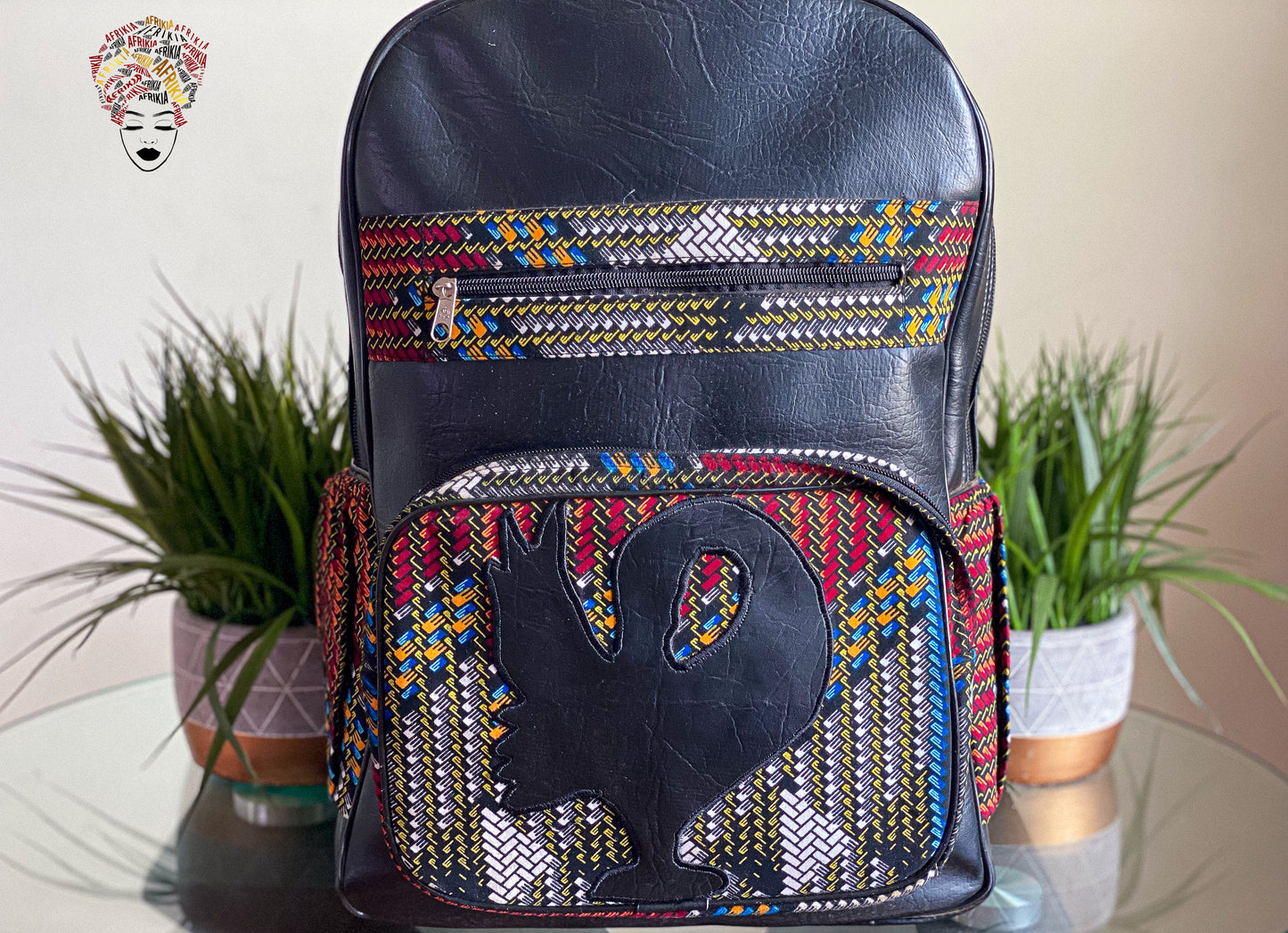 Afrikia Faux Leather Adinkra Symbol Backpack