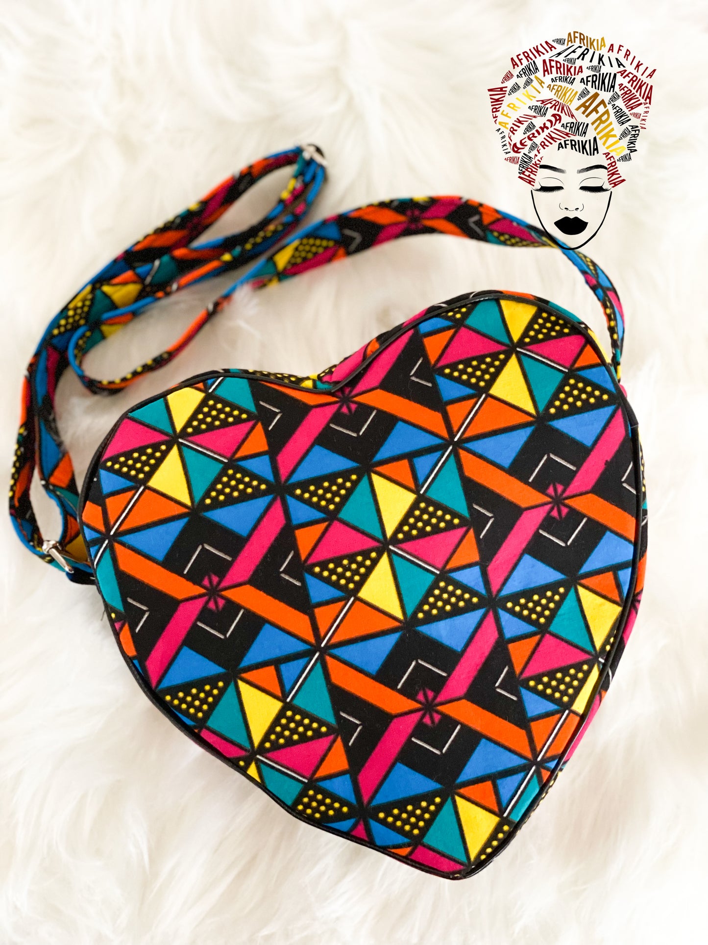 Afrikia Ankara Heart Shaped Crossbody Bag