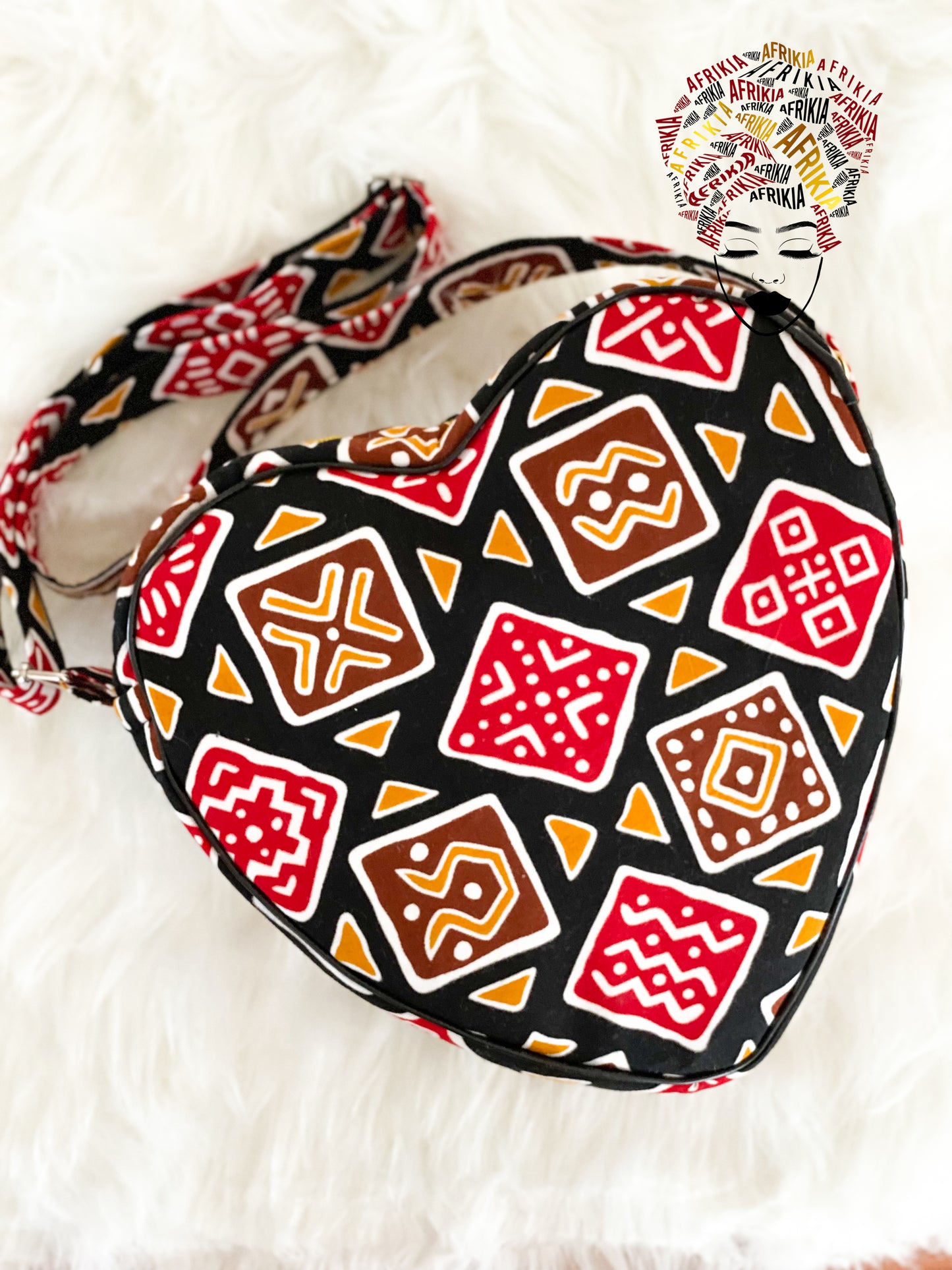 Afrikia Ankara Heart Shaped Crossbody Bag