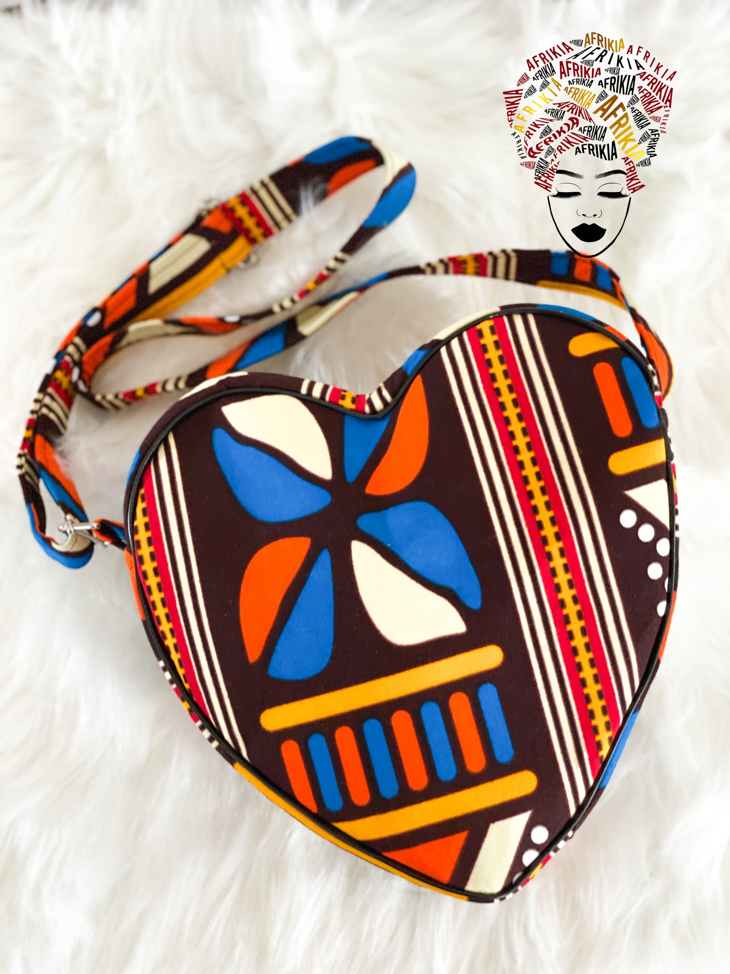 Afrikia Ankara Heart Shaped Crossbody Bag