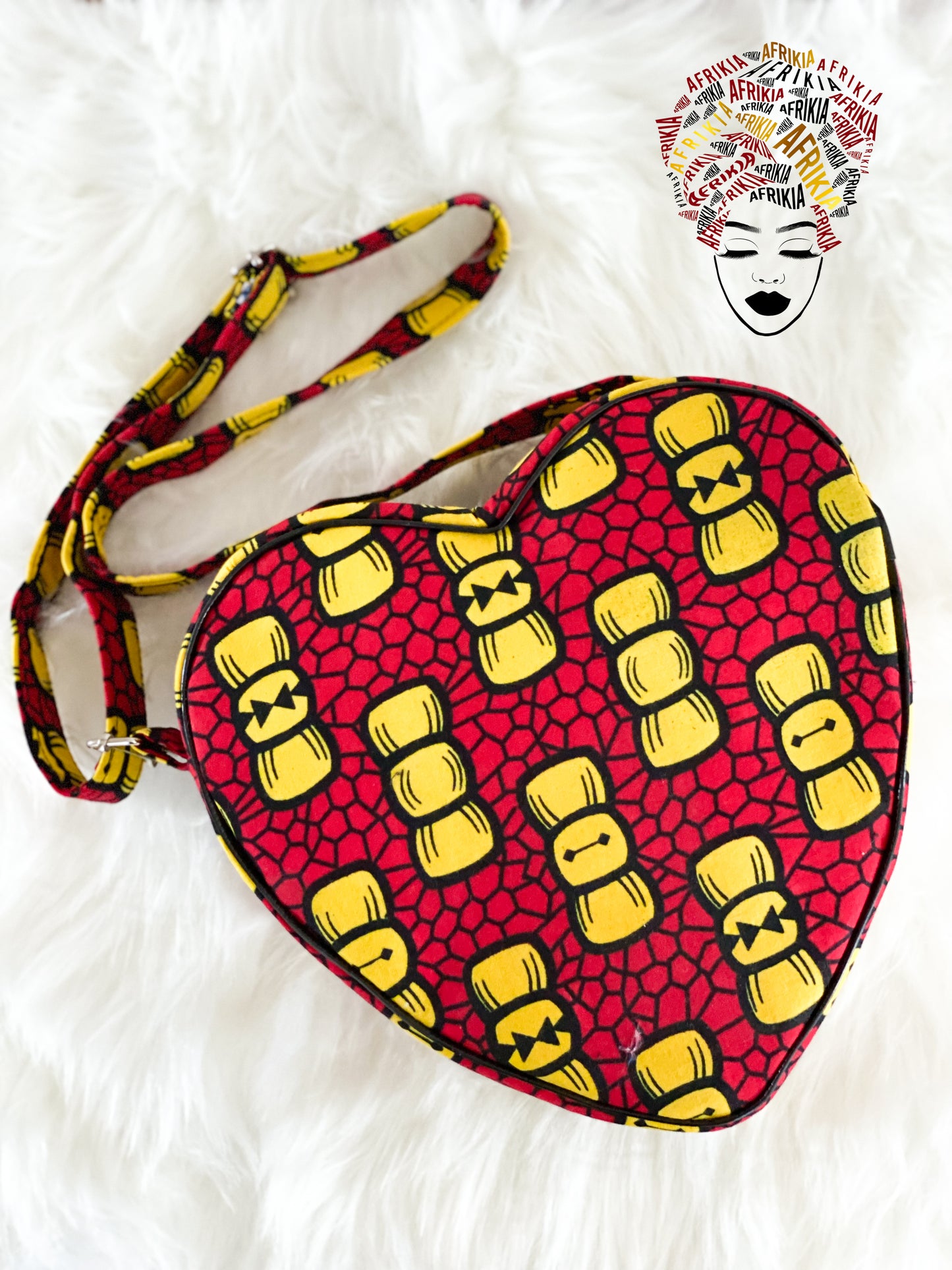 Afrikia Ankara Heart Shaped Crossbody Bag