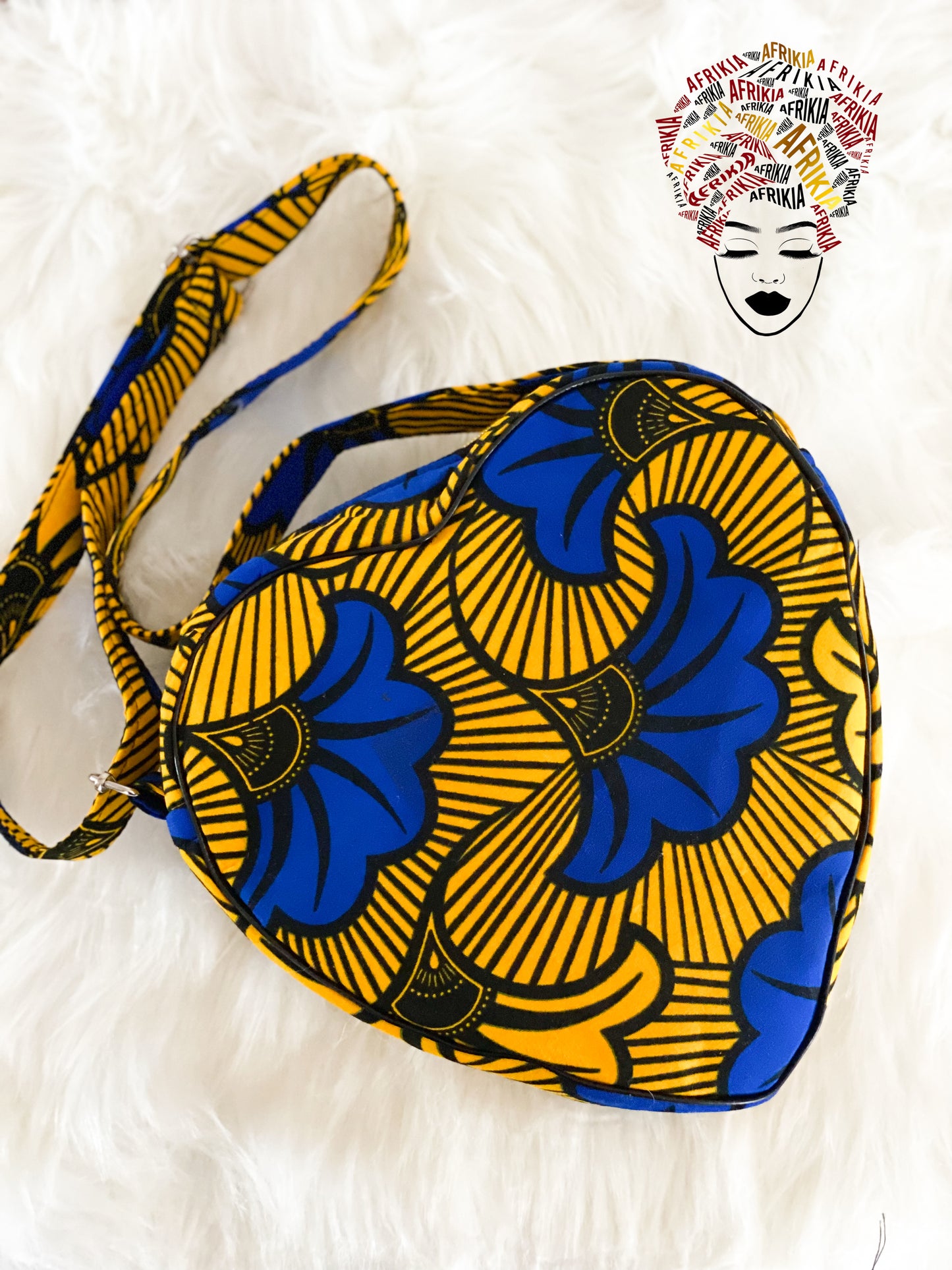 Afrikia Ankara Heart Shaped Crossbody Bag