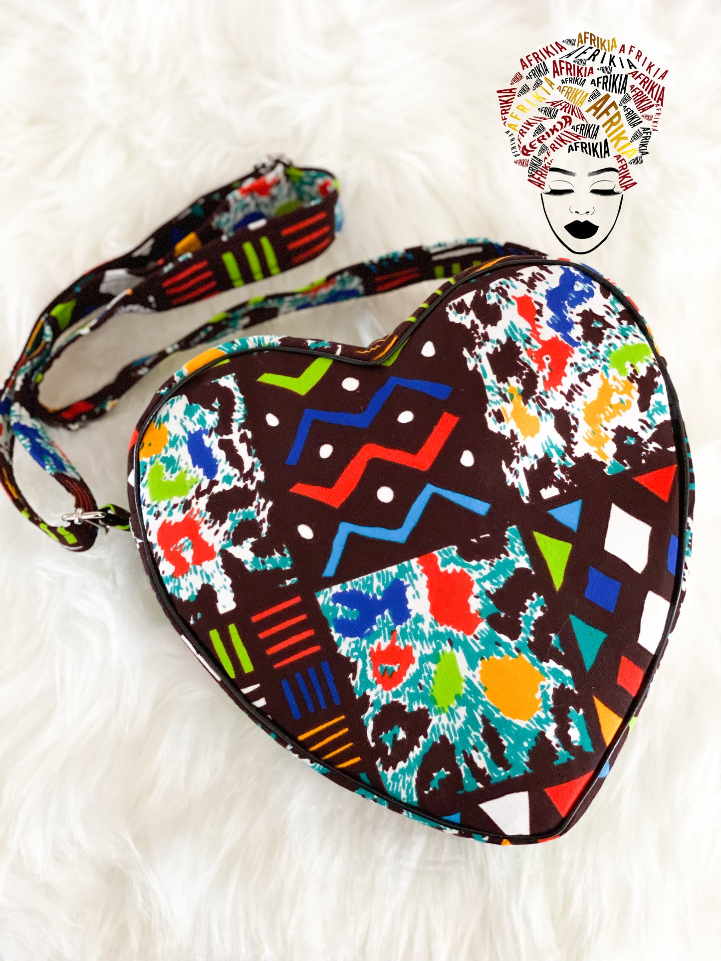 Afrikia Ankara Heart Shaped Crossbody Bag